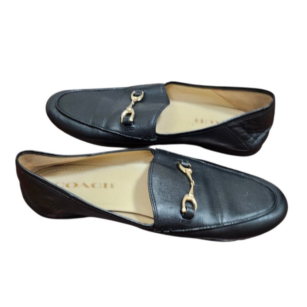 Coach Leather Loafers Womens 6 Black Horsebit Slip On Flats Classic - Picture 6 of 11